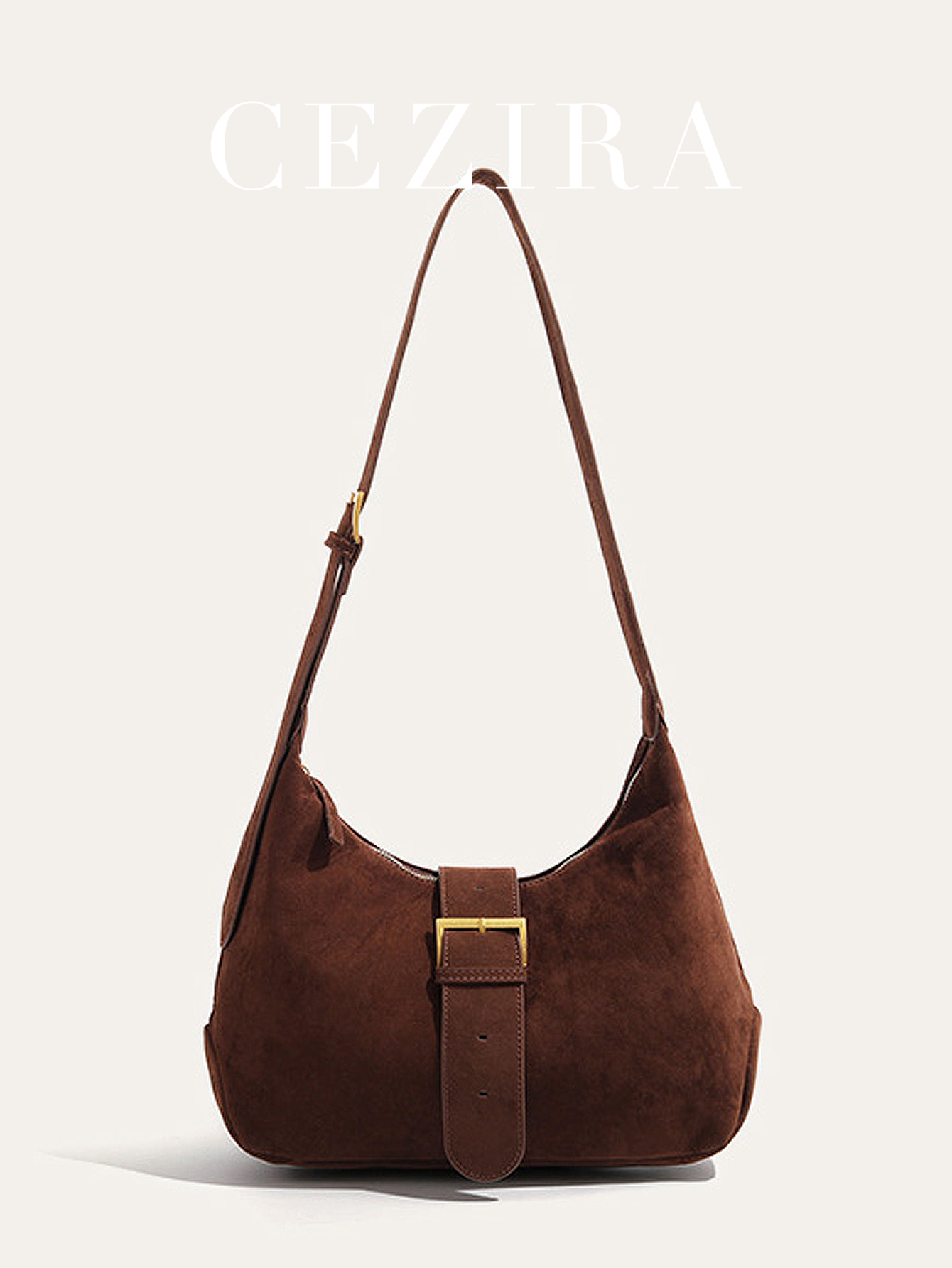 Half Moon Bag Suede - Vintage Stil Suni Süet Kumaş Hobo