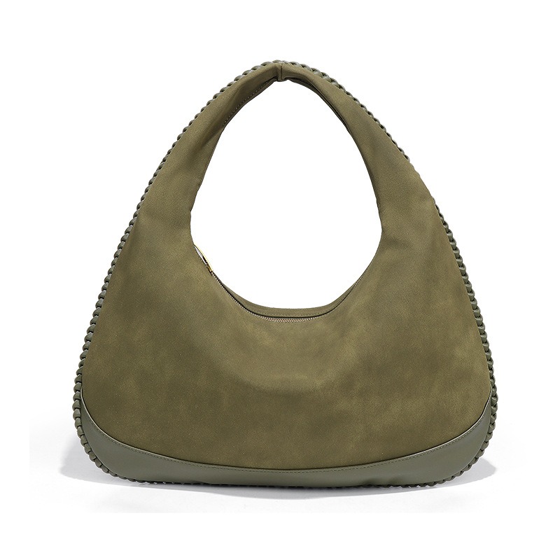 Half Moon Bag Suede - Moda Büyük Kapasiteli Omuz Çantası Suni