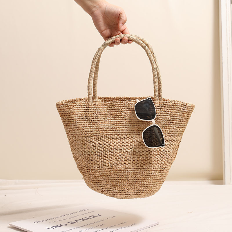 Luxury Beach Bags Ysl - Vintage Rafya Hasır Örgülü Çanta, Büyük