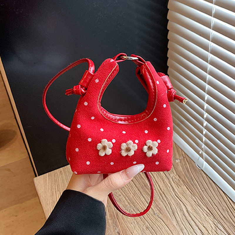 Half Moon Bag Suede - Sonbahar Kış Tatlı Çiçek Mini Crossbody