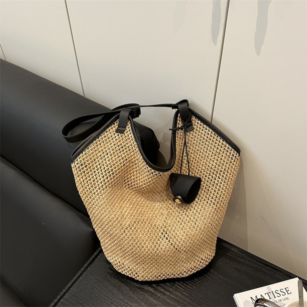 Luxury Beach Bags Ysl - Yazlık Hasır Örgülü Omuz Çantası Büyük