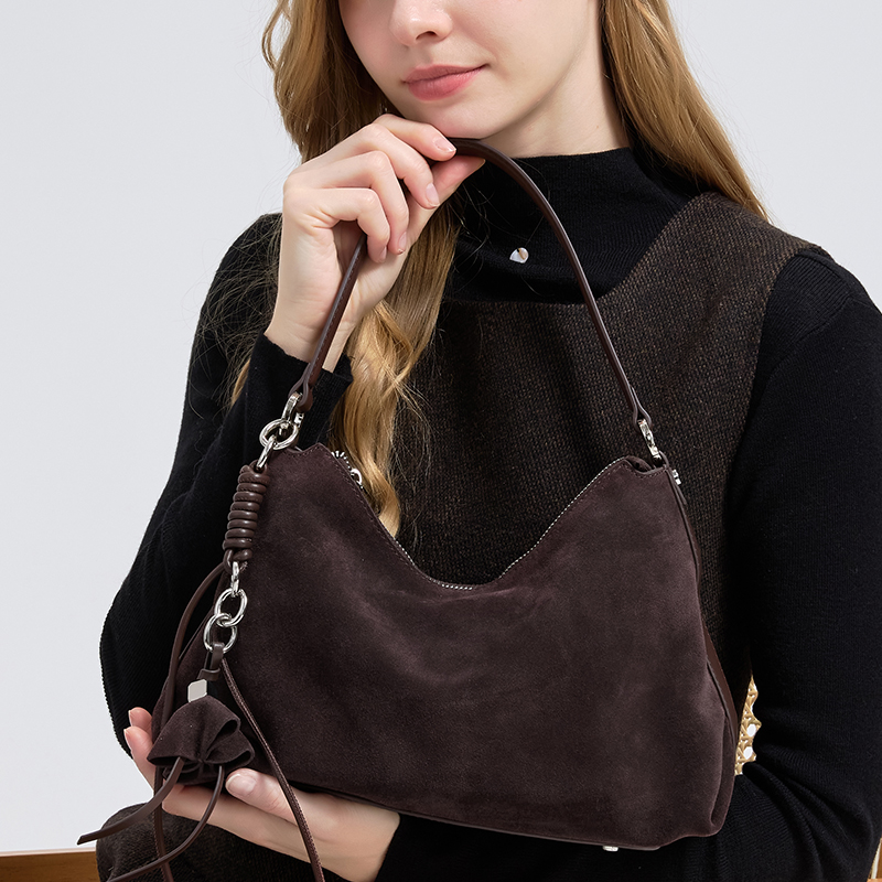 Half Moon Bag Suede - Retro Buzlu Hakiki Deri Çanta 2025