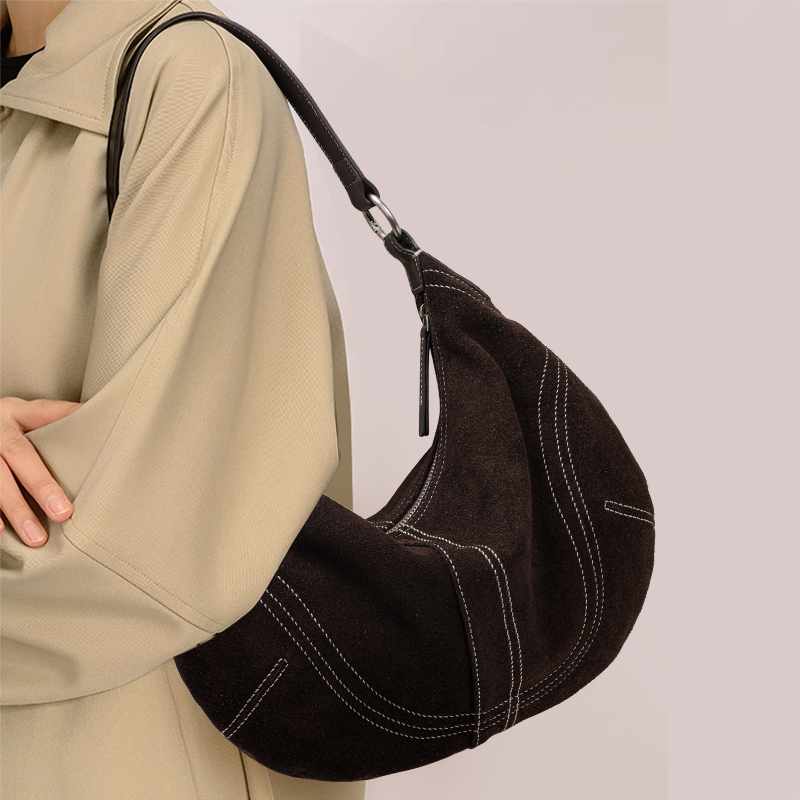 Half Moon Bag Suede - Aidanni Kadınlar İçin Sığır Derisi Süet