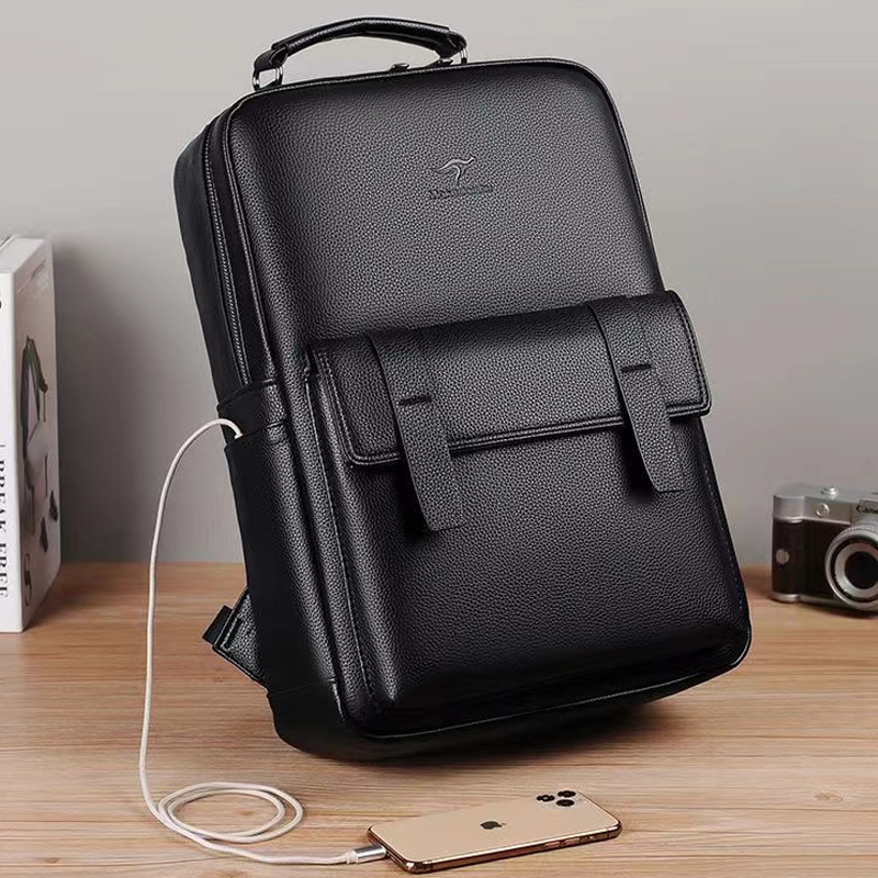 Luxury Bags For Men - USB arayüzlü erkek lüks deri sırt