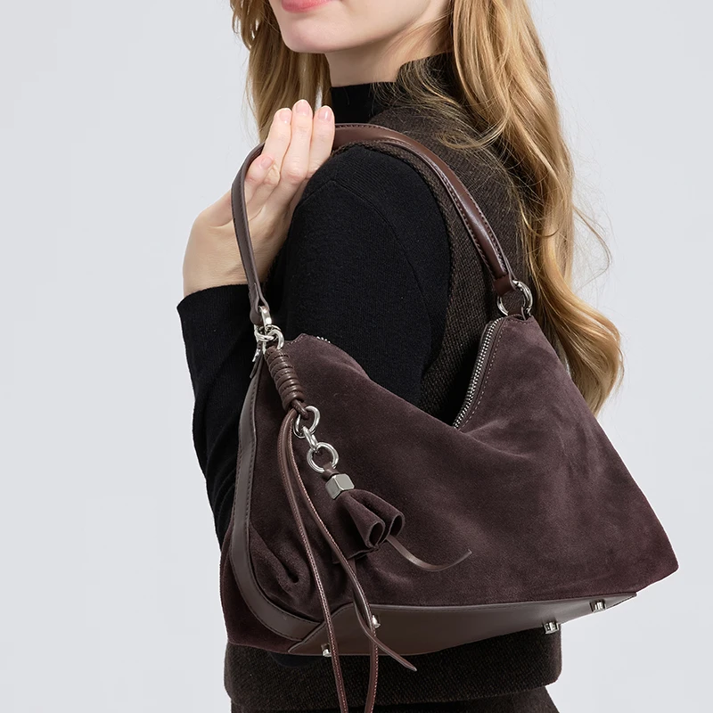 Retro Buzlu Hakiki Deri Çanta  - Half Moon Bag Suede incelemesi ve fiyatı